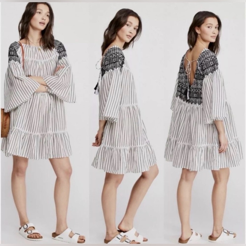 NWT FREE PEOPLE LOLA EMBROIDERED BOHO MINI DRESS SIZE M MEDIUM $148